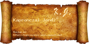 Kapronczai Jenő névjegykártya