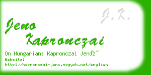 jeno kapronczai business card